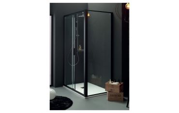 Porta Box Doccia Tamanaco PSCRAPID 120 H200 CM Profilo Nero Cristal,  acquista su Hidrobrico