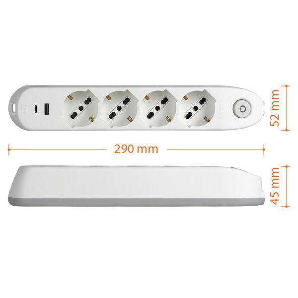 Presa Multipla con 4 prese elettriche e 2 porte USB 2.0 - +Energia -  Mediacom