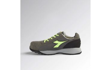 Diadora scarpa glove mds text low s1p hro src, grigio carbone/verde fluo