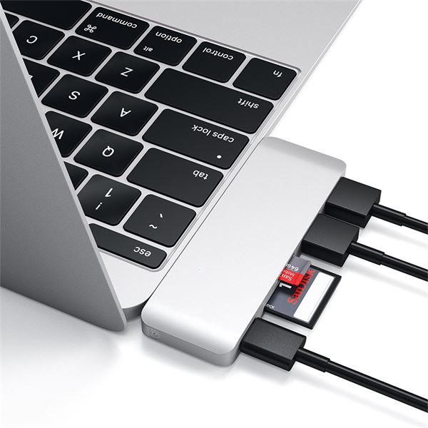 Hub Usb-c Con Card Reader E Porta Usb-c Pass-through Silver - Satechi - STC.ST-TCUPS