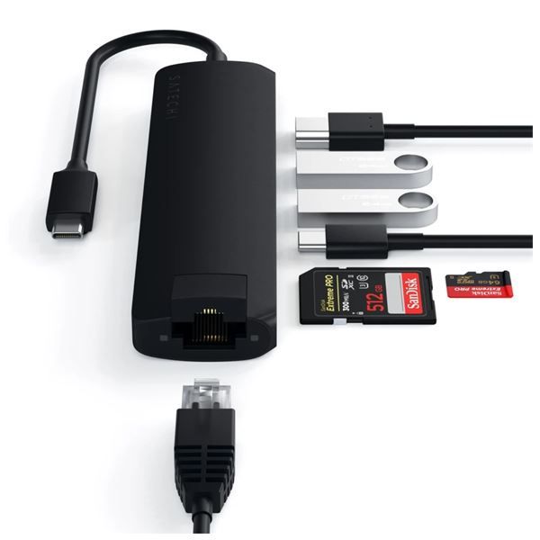 Hub Slim Usb-c Multiporta Con Adattatore Ethernet - Black - Satechi - STC.ST-UCSMA3K