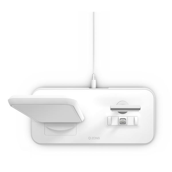 Supporto Ricarica Wireless Qi + Lightning + Usb In Alluminio - Bianco - Zens - ZNS.ZEDC06W/00