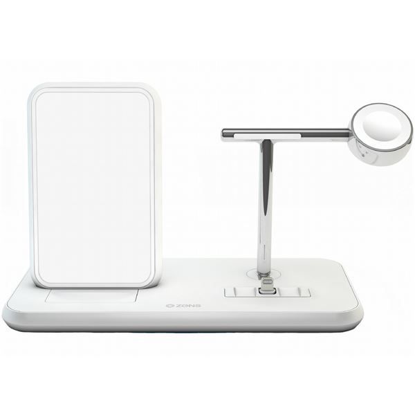 Supporto Ricarica Wireless Qi + Lightning Dock+watch - Alluminio Bianco - Zens - ZNS.ZEDC07W/00