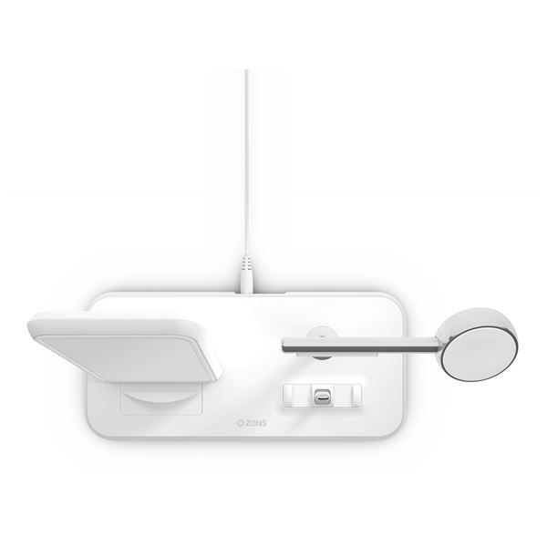 Supporto Ricarica Wireless Qi + Lightning Dock+watch - Alluminio Bianco - Zens - ZNS.ZEDC07W/00