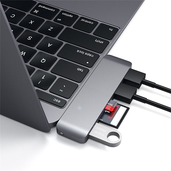 Satechi - Lettore Scheda SD per USB-C e USB 3.0 - Space Grey