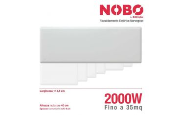 Radiatore elettrico norvegese NOBO 2000W per ambienti fino a 35 m² (include  termostato NCU-2Te)