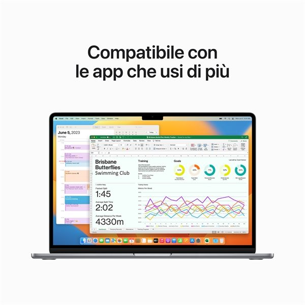 Macbook Air 15\" M2 Chip 8-core Cpu 10-core Gpu 256gb - Grigio Siderale - Apple - APP.MQKP3T/A