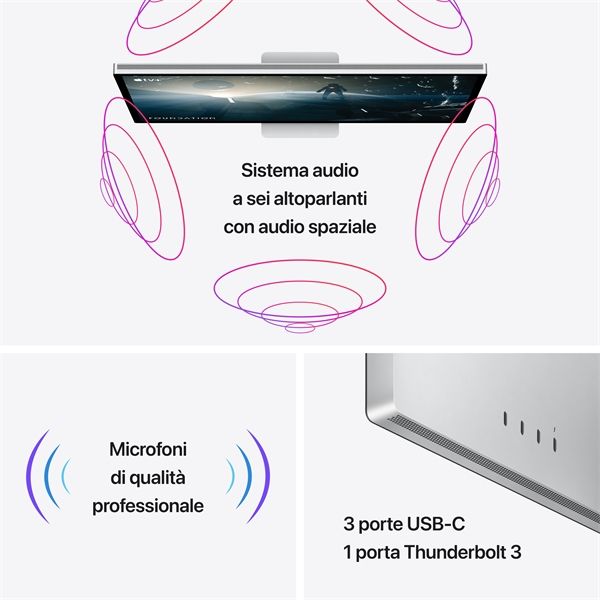 Apple Studio Display - Vetro Nanotexture Inclinaz E Altezza Regolabili - Apple - APP.MMYV3T/A