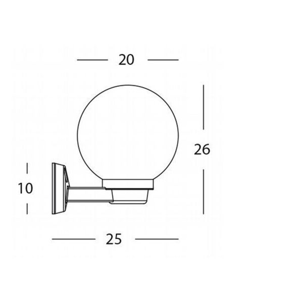 Applique Sfera Chiara D.200 E27 Sovil Globo Nero - 360/06