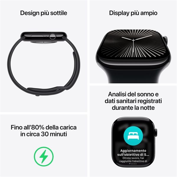 Watch Serie 10 Gps 46mm Alluminio Jet Black - Cinturino Sport Nero M/l - Apple - APP.MWWQ3QL/A