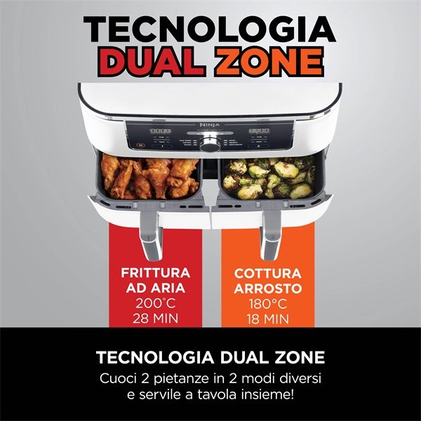 Friggitrice Ad Aria Ninja Dual Zone Max Da 9,5 L - Bianco - Ninja - NNJ.AF400EUWH