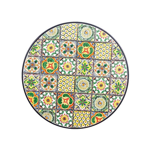 Tavolo da Giardino Rotondo Bizzotto Naxos D60X75CM in Acciaio e Ceramica - 0806084